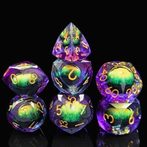 Multi-facted dragon eye resin diceset